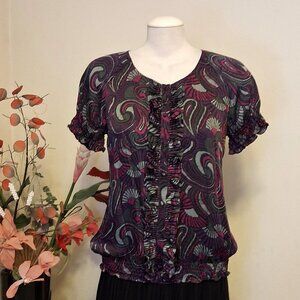 NWOT Women’s Ruffle Tunic Well Tailored Quality Summer Blouse Short Sleeve Top